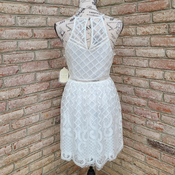 Altar'd State Lace Halter Neck White Dress Small - Picture 2 of 5